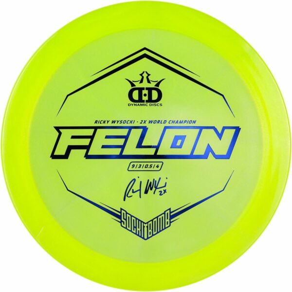 DD_Lucid_Ice_Glimmer_felon_Ricky_Wysocki_yellow dynamic discs felon lucid ice glimmer yellow