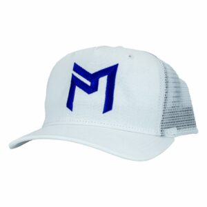PAUL MCBETH TRUCKER HAT white with blue stamp