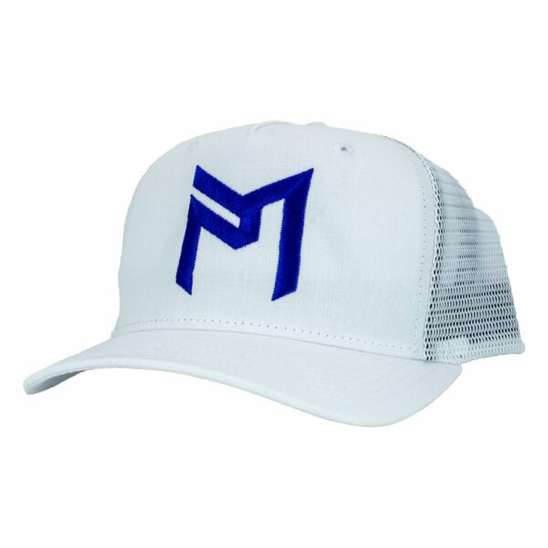 PAUL MCBETH TRUCKER HAT white with blue stamp