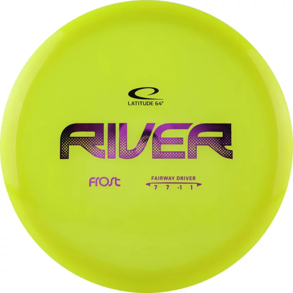 Disc Golf River gul Fairway Driver i aktion - Præcision og stil svæver gennem himlen med denne exceptionelle glide-disc, ideel til alle færdighedsniveauer og nøjagtige kast